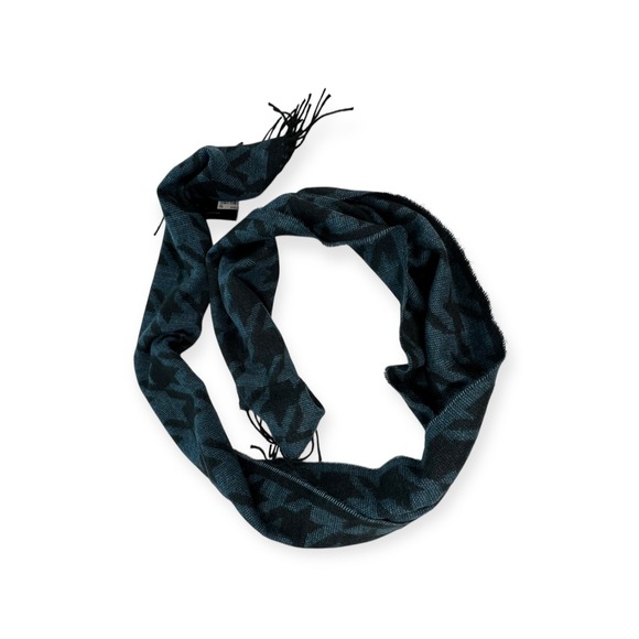 Cejon Houndstooth‎ Scarf with Fringe - Teal Blue & Black - Men's - Picture 1 of 7